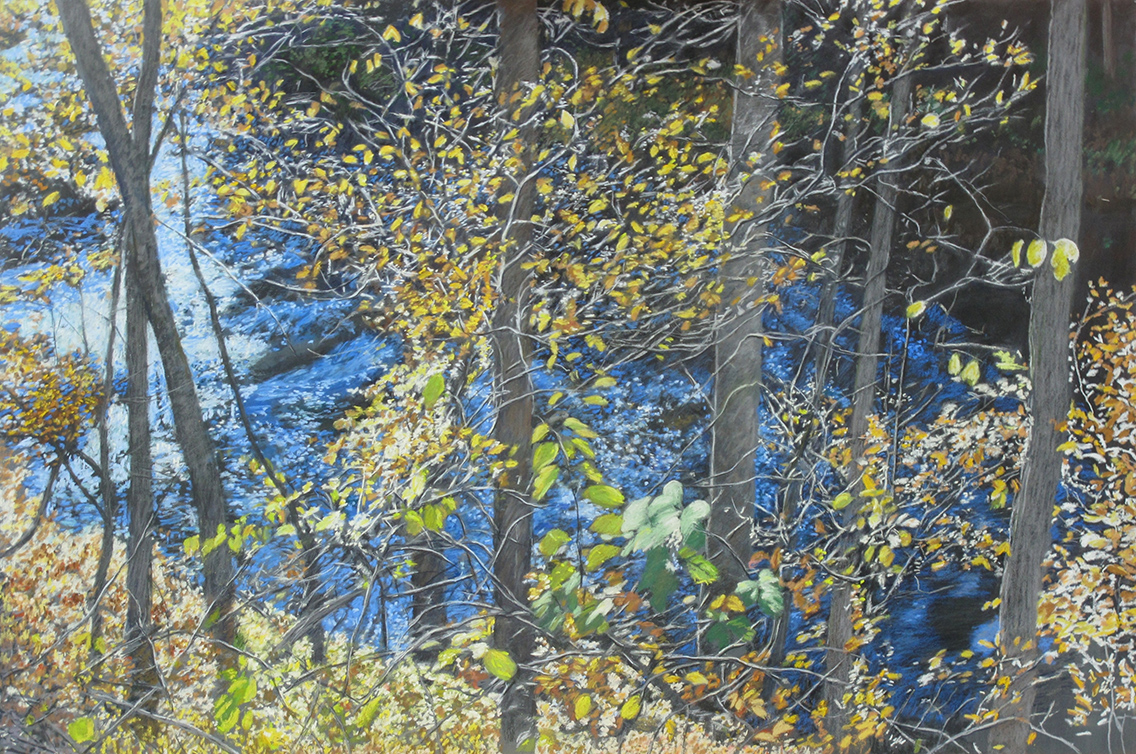 "The Stream Below"  24" X 36"    pastel on panel