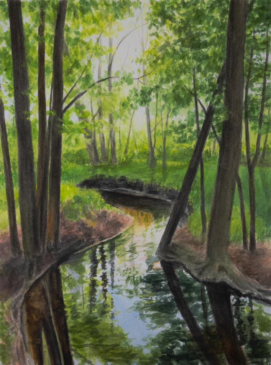 "Reflections in the Creek"  8.5" X 11.5"  watercolor on 140 lb. watercolor paper