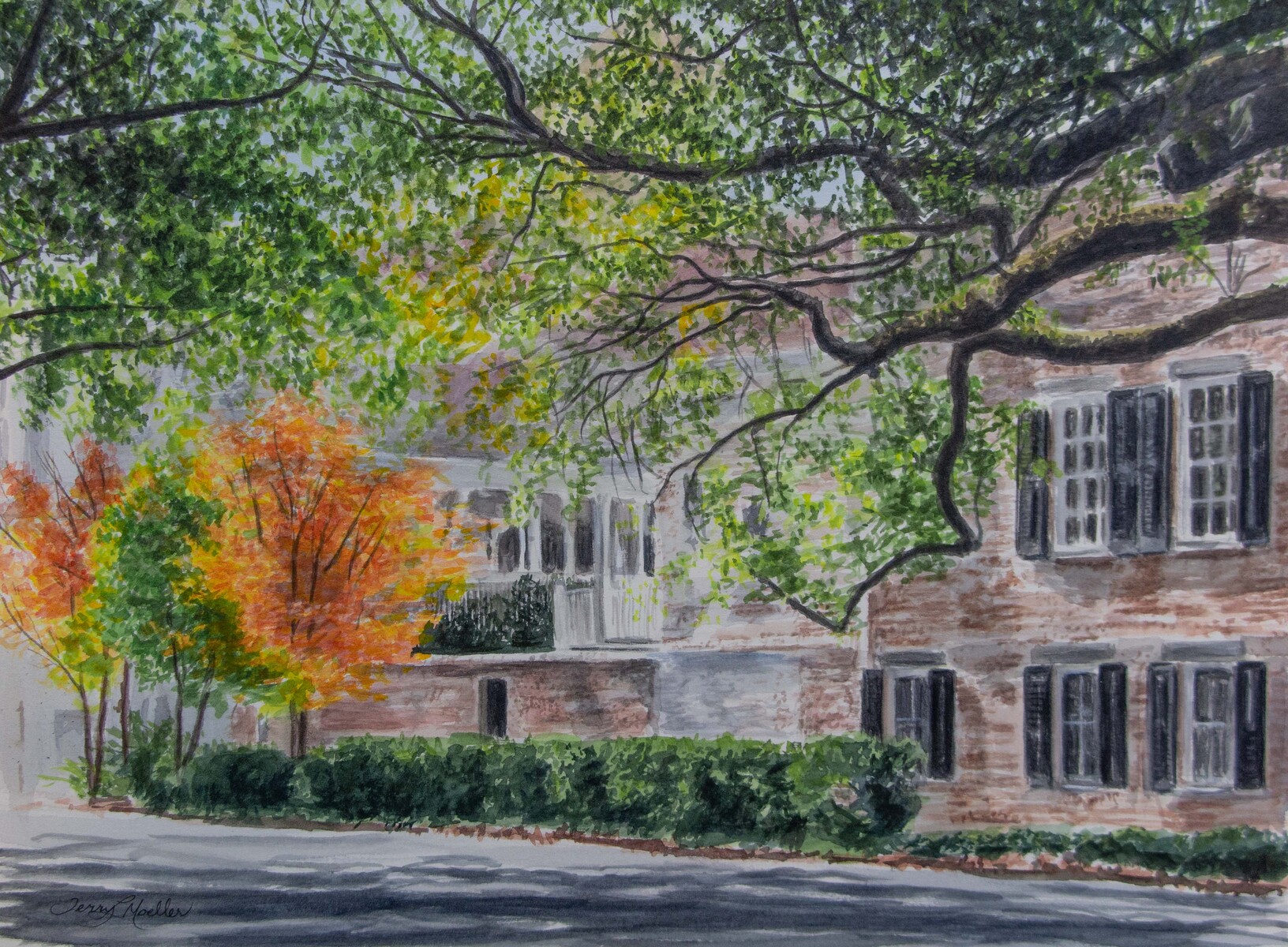 "A Quiet Street in Savannah, GA"     11" X 15"     watercolor on 140 lb. watercolor paper