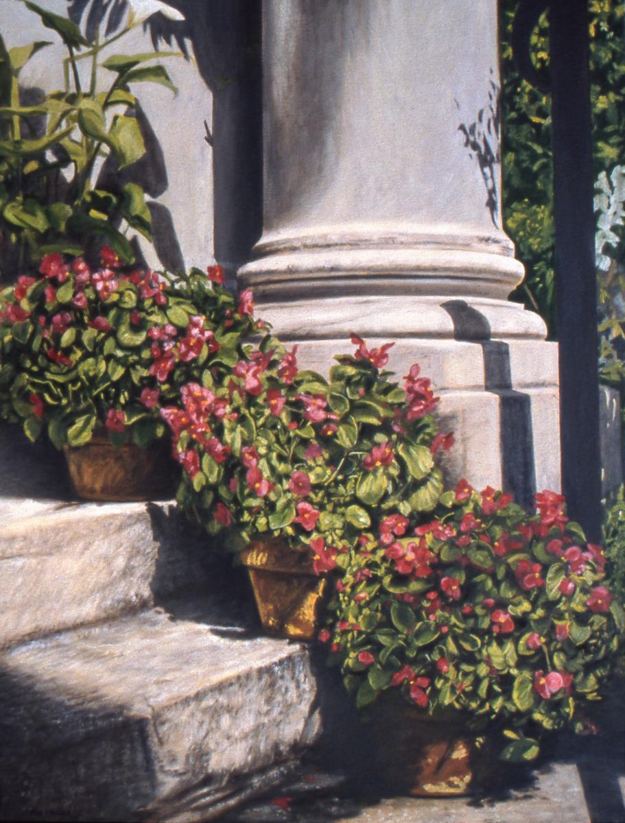 "Begonias Along the Column"   30" X 40"   oil on linen