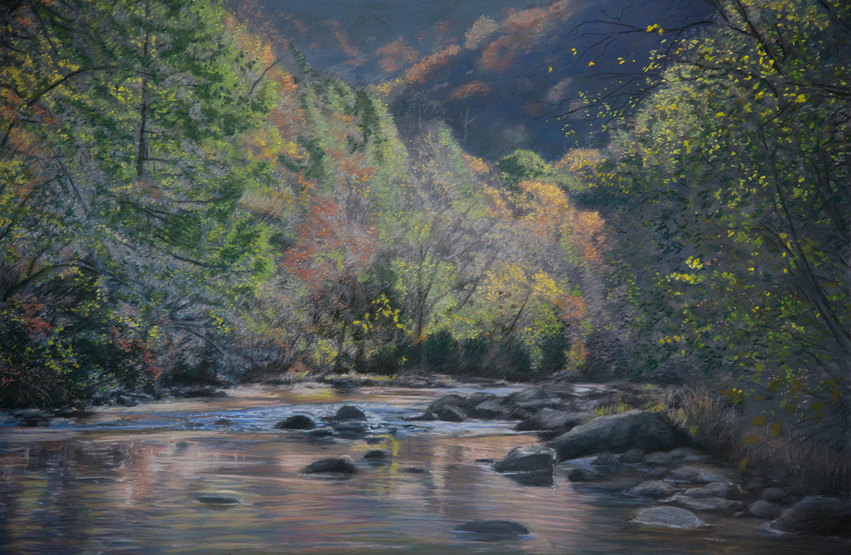"The Green River"  24" X 36"    pastel on panel
