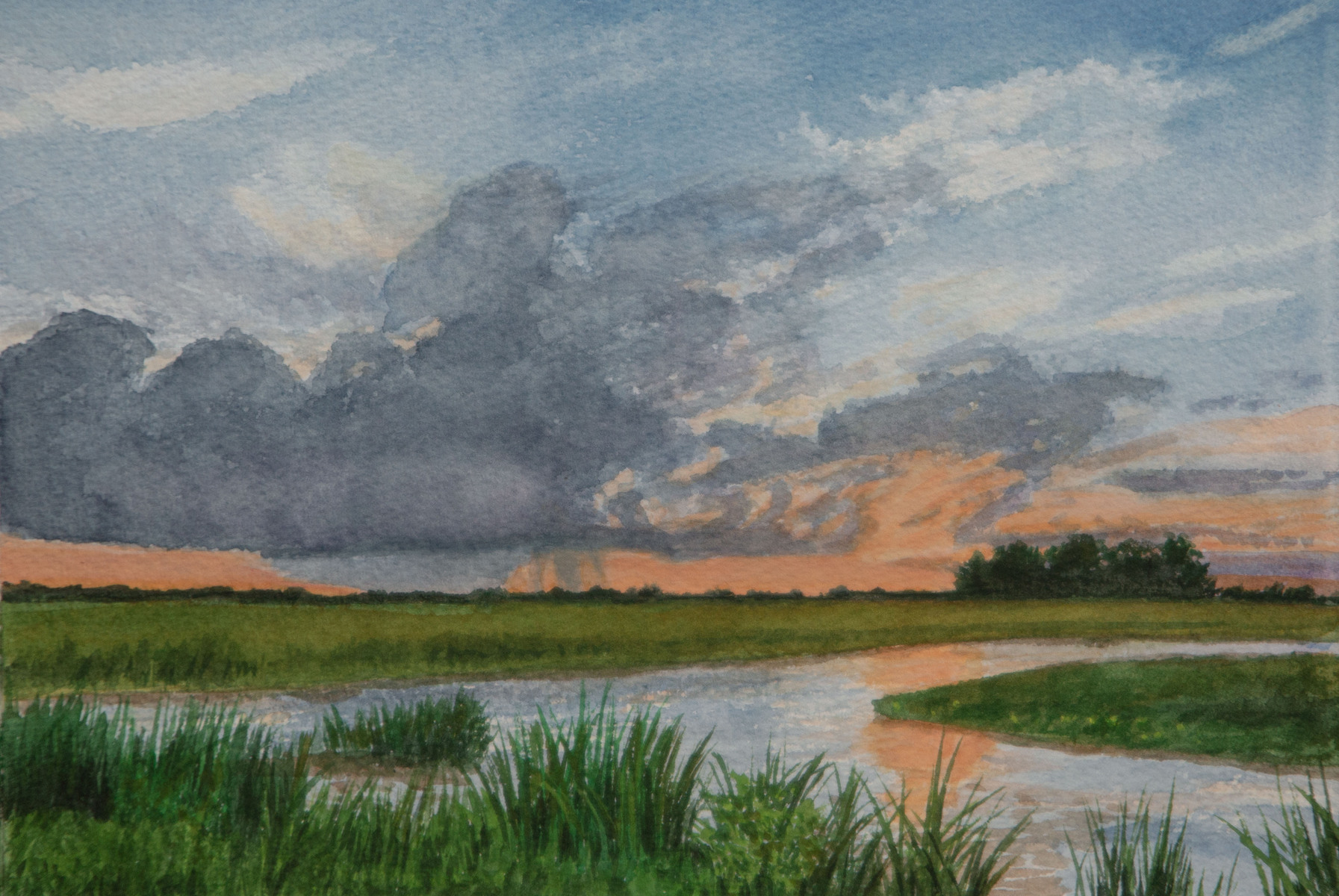 "Rain Clouds at Sunset"    7.5" X 11"    watercolor on 300 lb. watercolor paper
