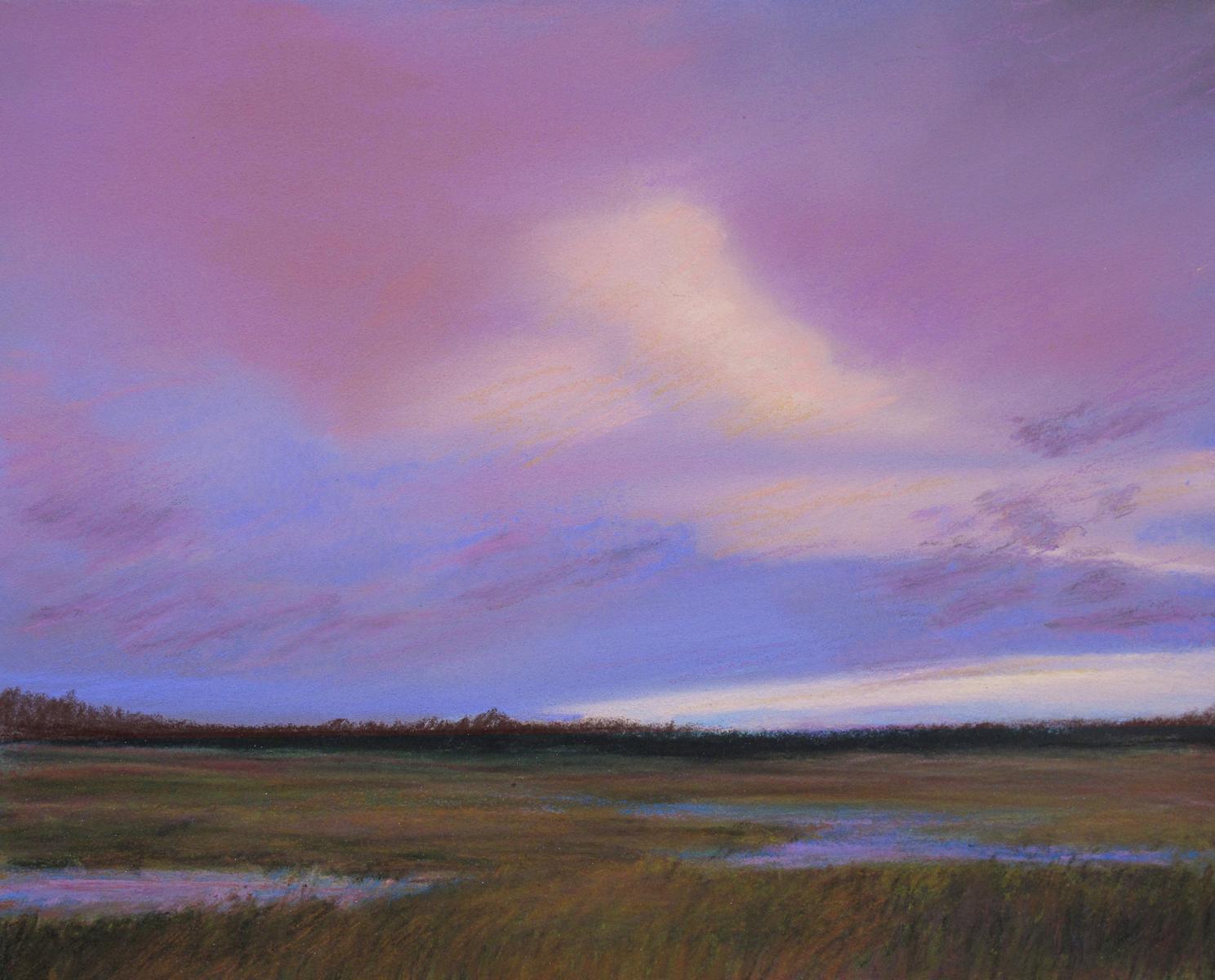 Small Works Series   "Evening at the Marsh # 1"  pastel on panel   8" X 10"
