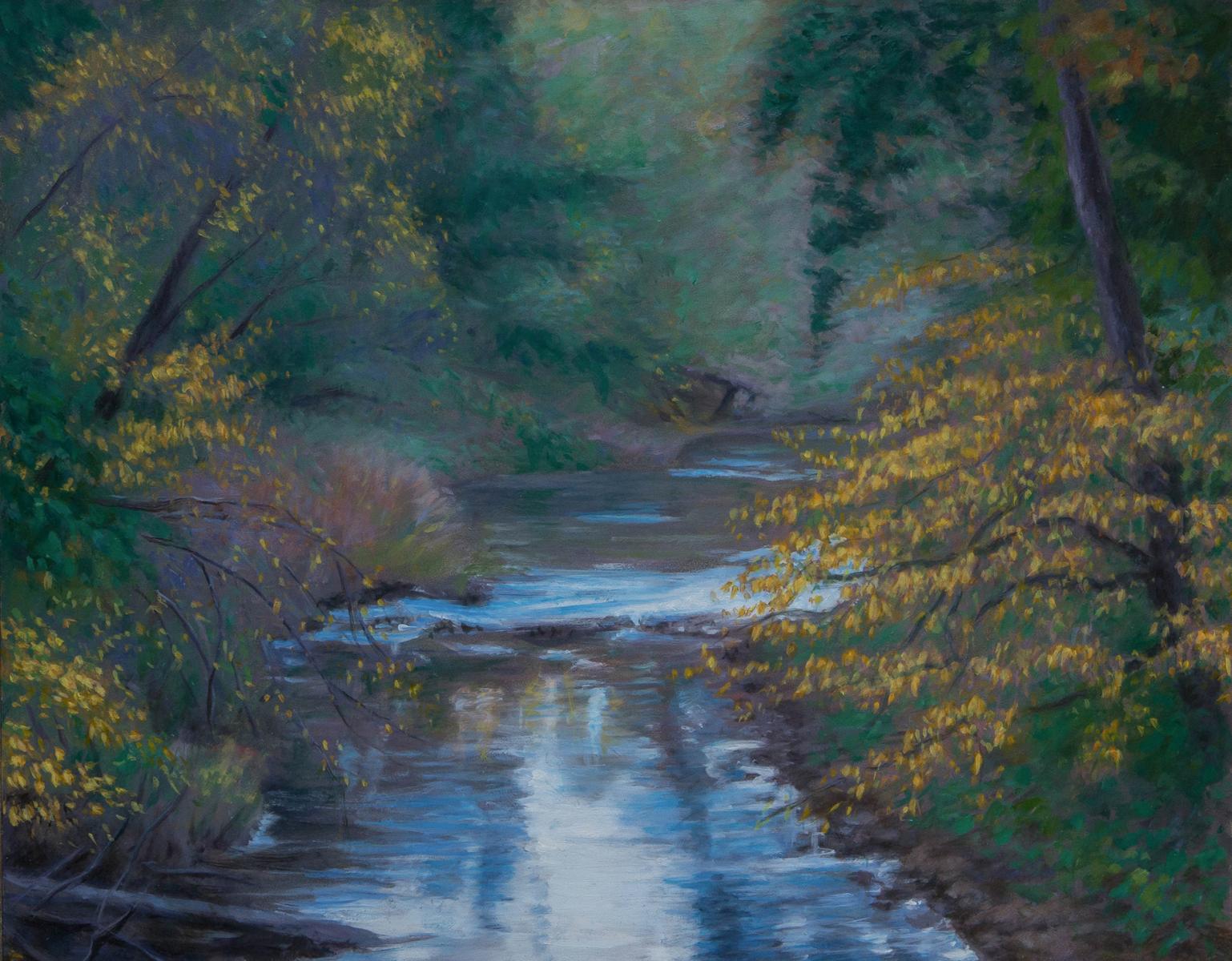 "The Stream, Early Morning"  11" X 14"  oil on panel