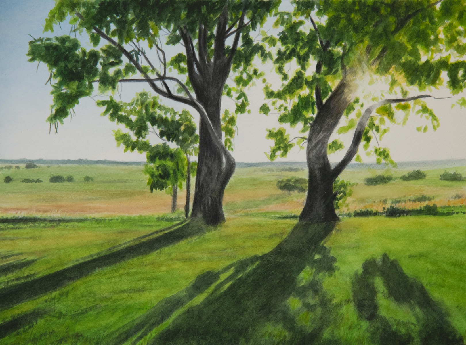 "An Oklahoma Afternoon"  10.75" X 14.5"  watercolor on 300 lb. watercolor paper